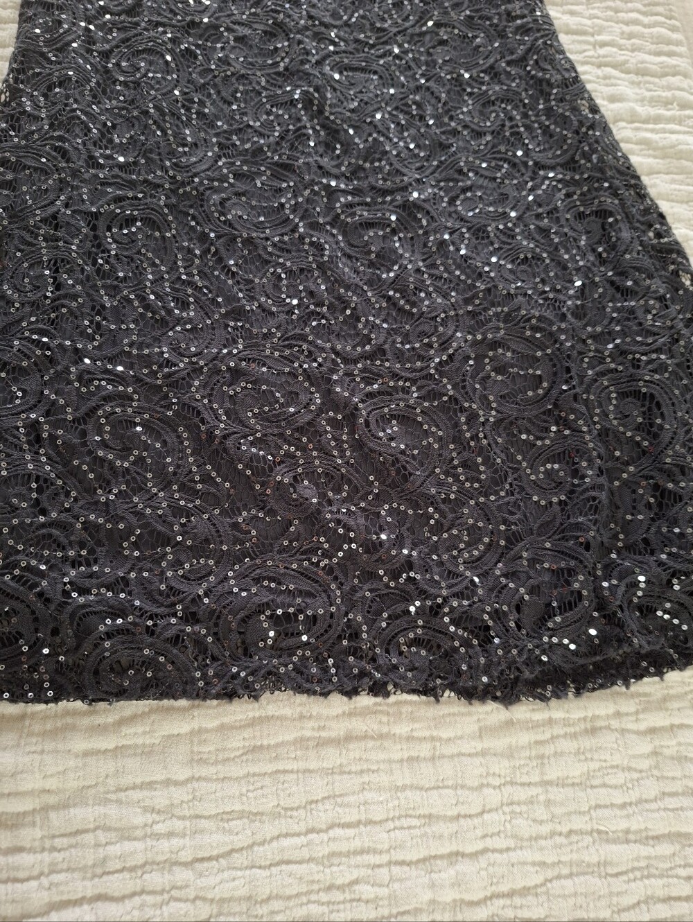 MARINA Black Lace Sequin Maxi Gown - Picture 9 of 9